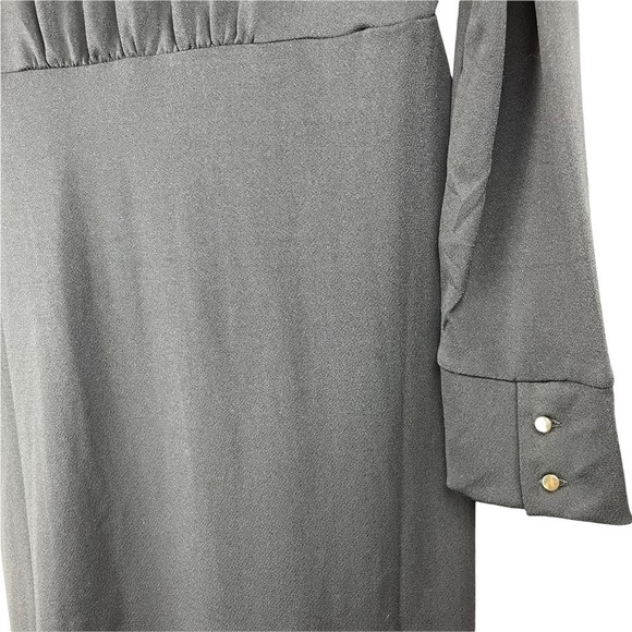 LONG sleeve v-neck midi dress - Picture 6 of 9